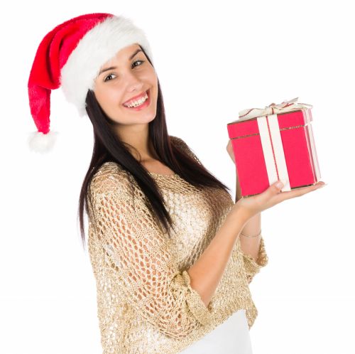 Santa Girl With A Christmas Gift