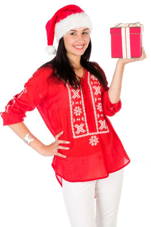 Santa Girl With A Christmas Gift