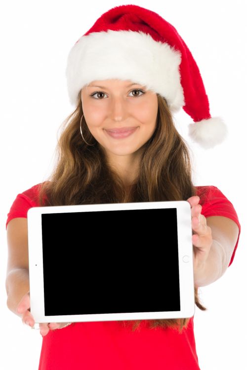 Santa Girl With A Tablet