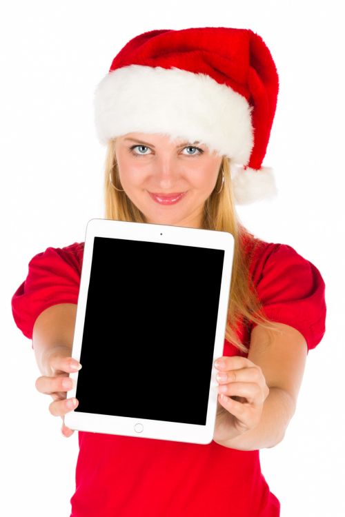 Santa Girl With A Tablet