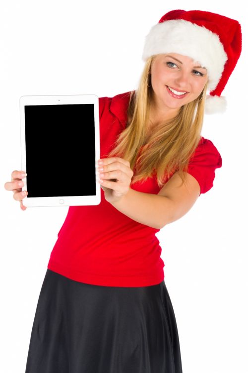 Santa Girl With A Tablet