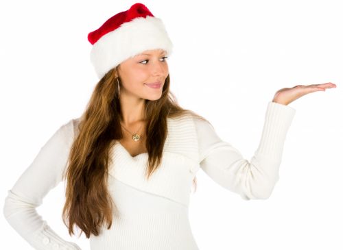 Santa Woman Pointing