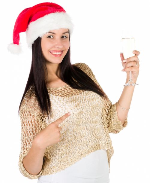 Santa Woman Pointing