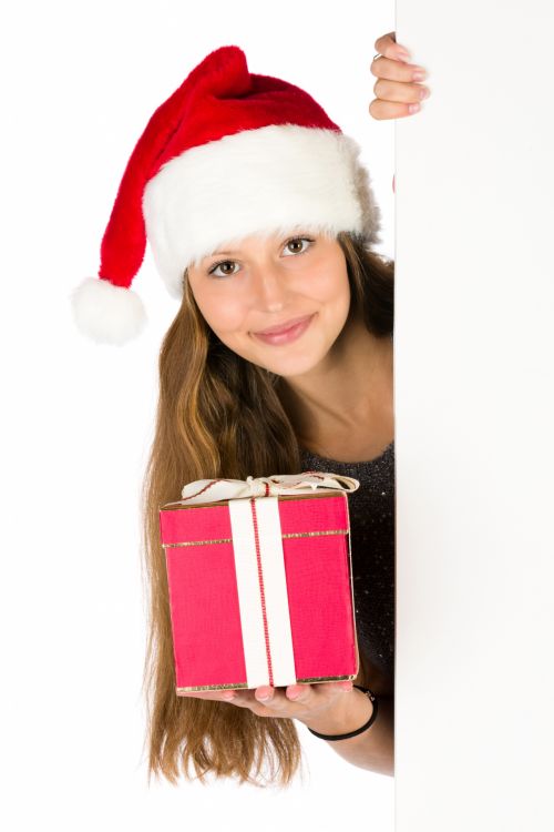Santa Woman With A Blank Board