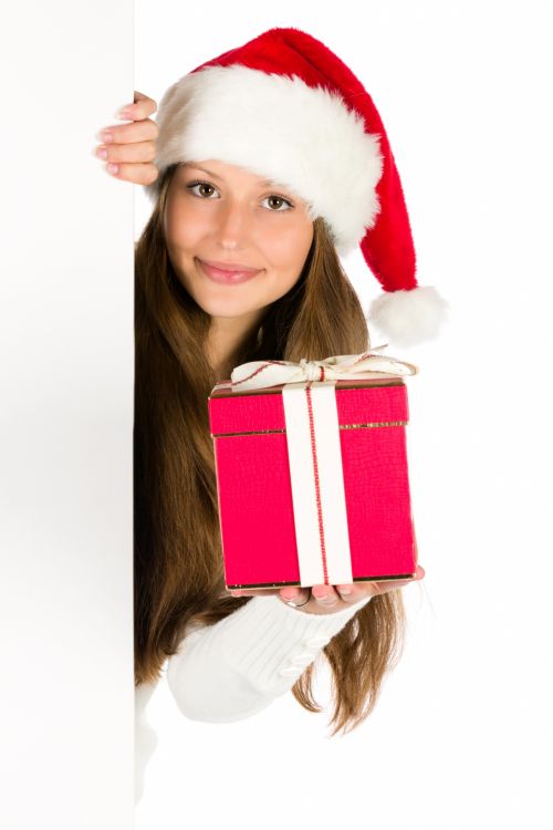Santa Woman With A Blank Board