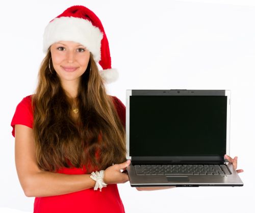 Santa Woman With A Laptop