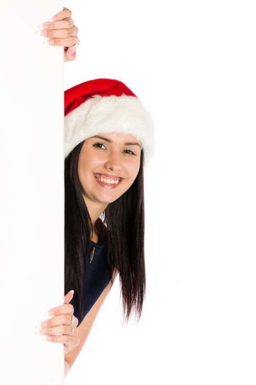 Santa Woman With Blank Board