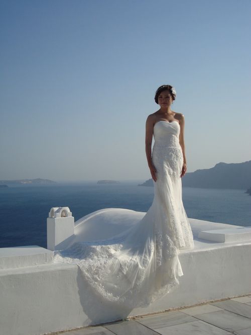 santorini greece bride