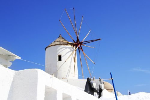 santorini windmill white