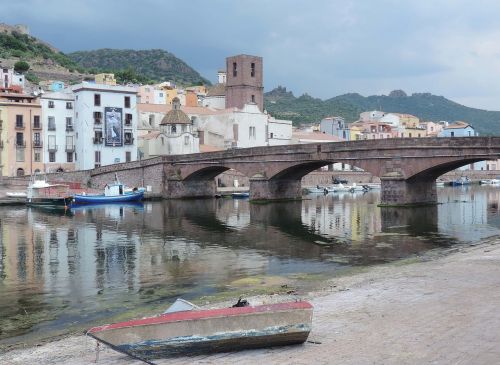 sardinia city bridge boat