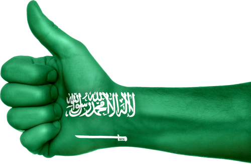 saudi arabia flag hand