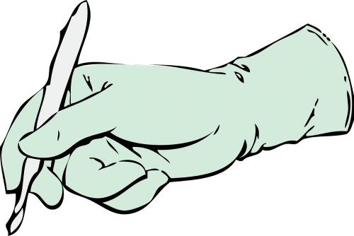 scalpel hand gloved