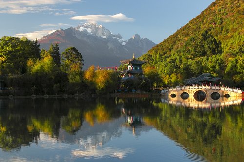 scenery  the jade dragon snow mountain  garden