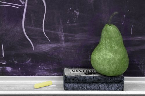 school chalkboard pear