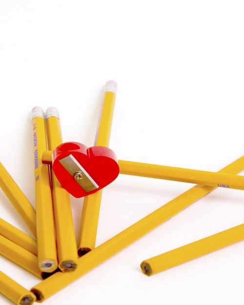 school pencils heart