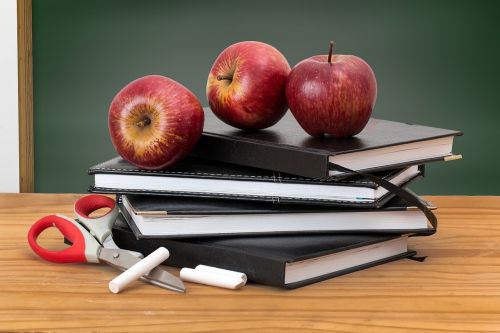 school books apples