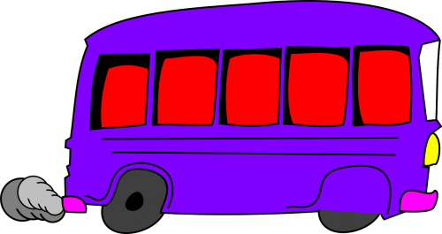 school bus purple bus