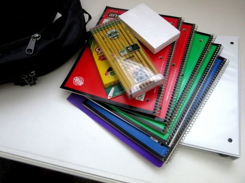 school supplies spirals pencils