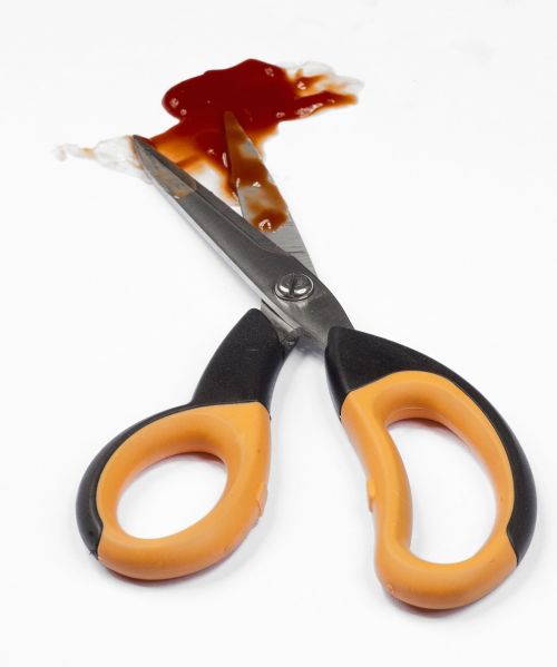 scissors blood cut