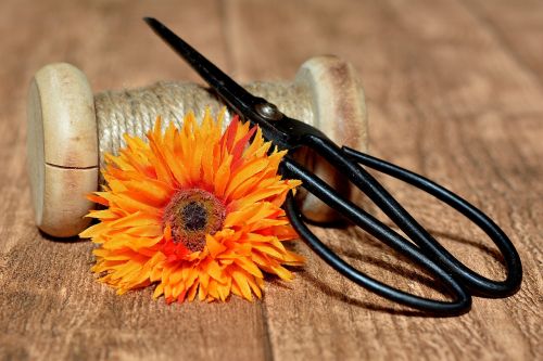scissors dekoblume fabric flower