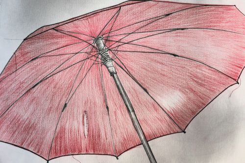 screen umbrella red