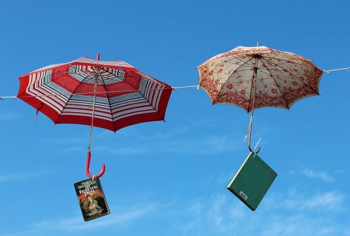 screens umbrellas colorful