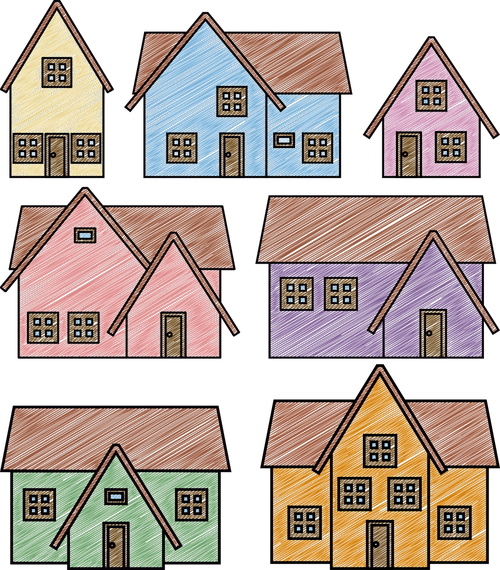 scribble  drawing  houses