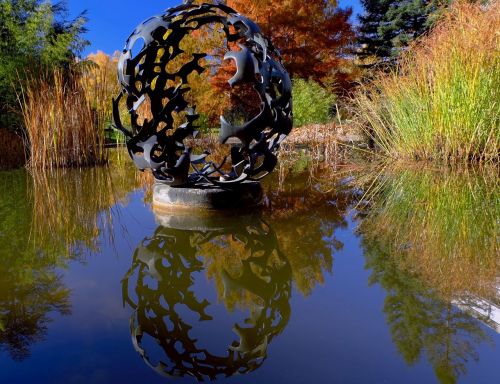 sculpture about pond