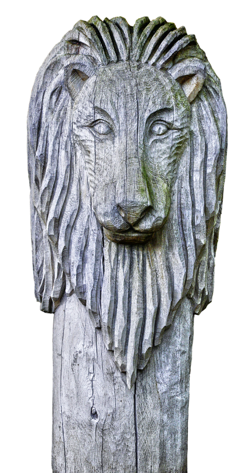 sculpture holzfigur lion