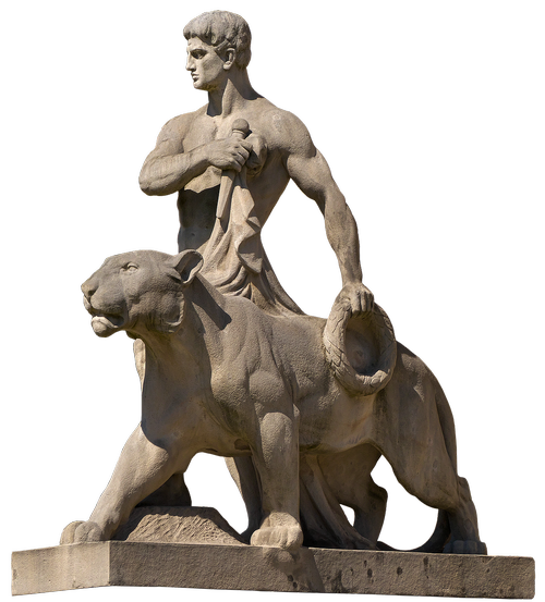 sculpture  man  panther
