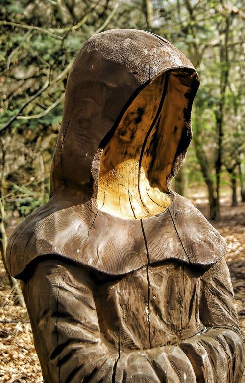 sculpture wood monk