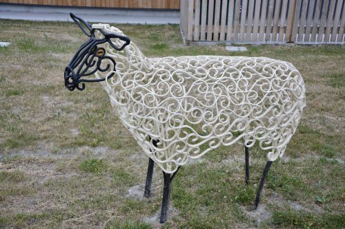 sculpture wrought iron sheep white