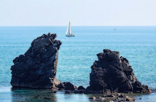 sea sailboat rock