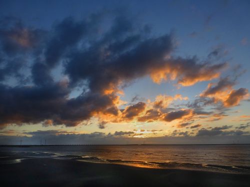 sea evening sun night sky