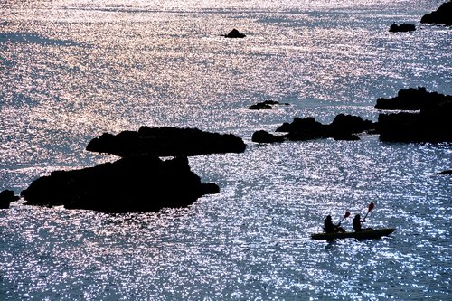 sea  sunset  canoeing