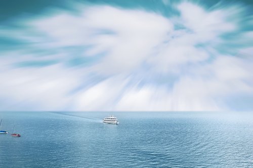 sea  clouds  boat