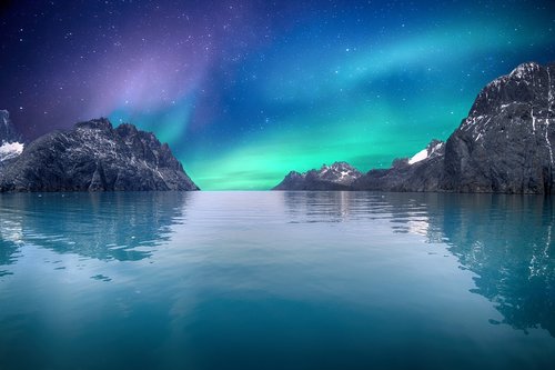 sea  sky  aurora borealis