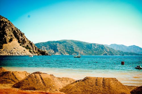 sea beach mountains