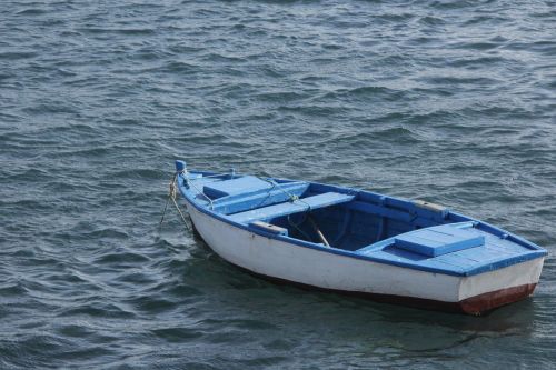 sea little boat blue