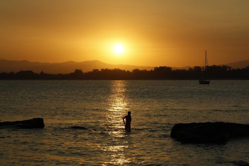 sea sunset beach