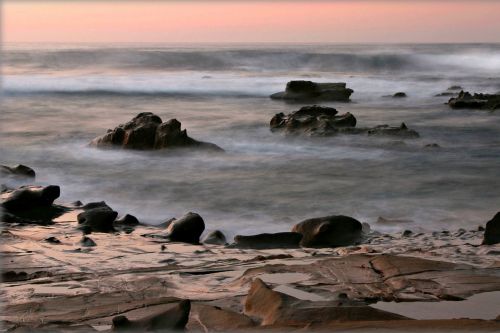 sea rocks dawn