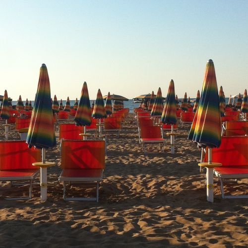 sea umbrellas orange