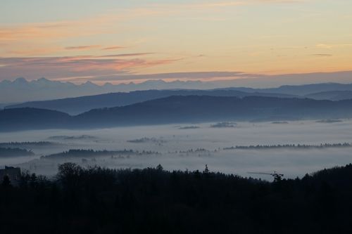 sea of fog abendstimmung alpine