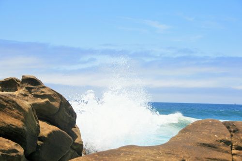 Sea Smashing Into Rocks