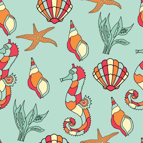 Seahorse, Seashell Wallpaper