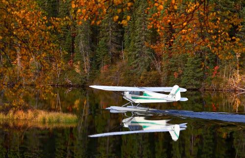 seaplane autumn landscape lake