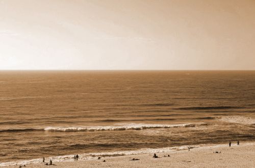 Seashore With People In Sepia