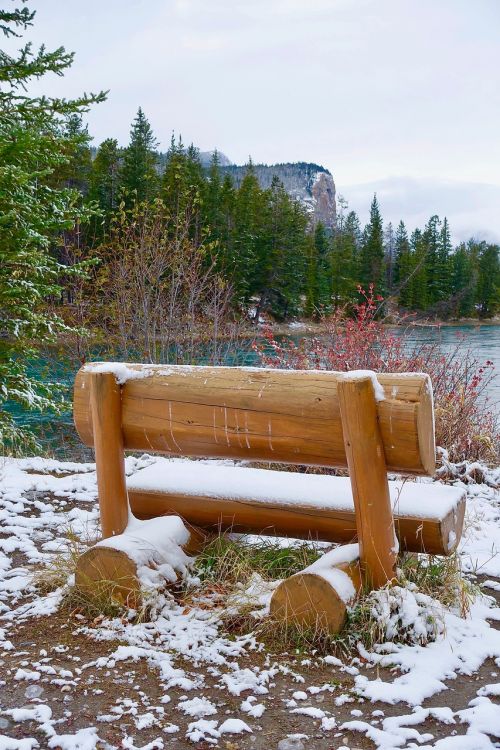 seat snow wooden