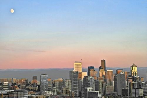 seattle skyline moon