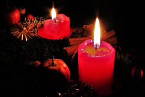second advent red candles candlelight